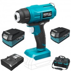 DEDRA set Pistol aer cald SAS+ALL cu 2 acumulatori Li-Ion 18V 5.0Ah incarcator rapid 125W si geanta